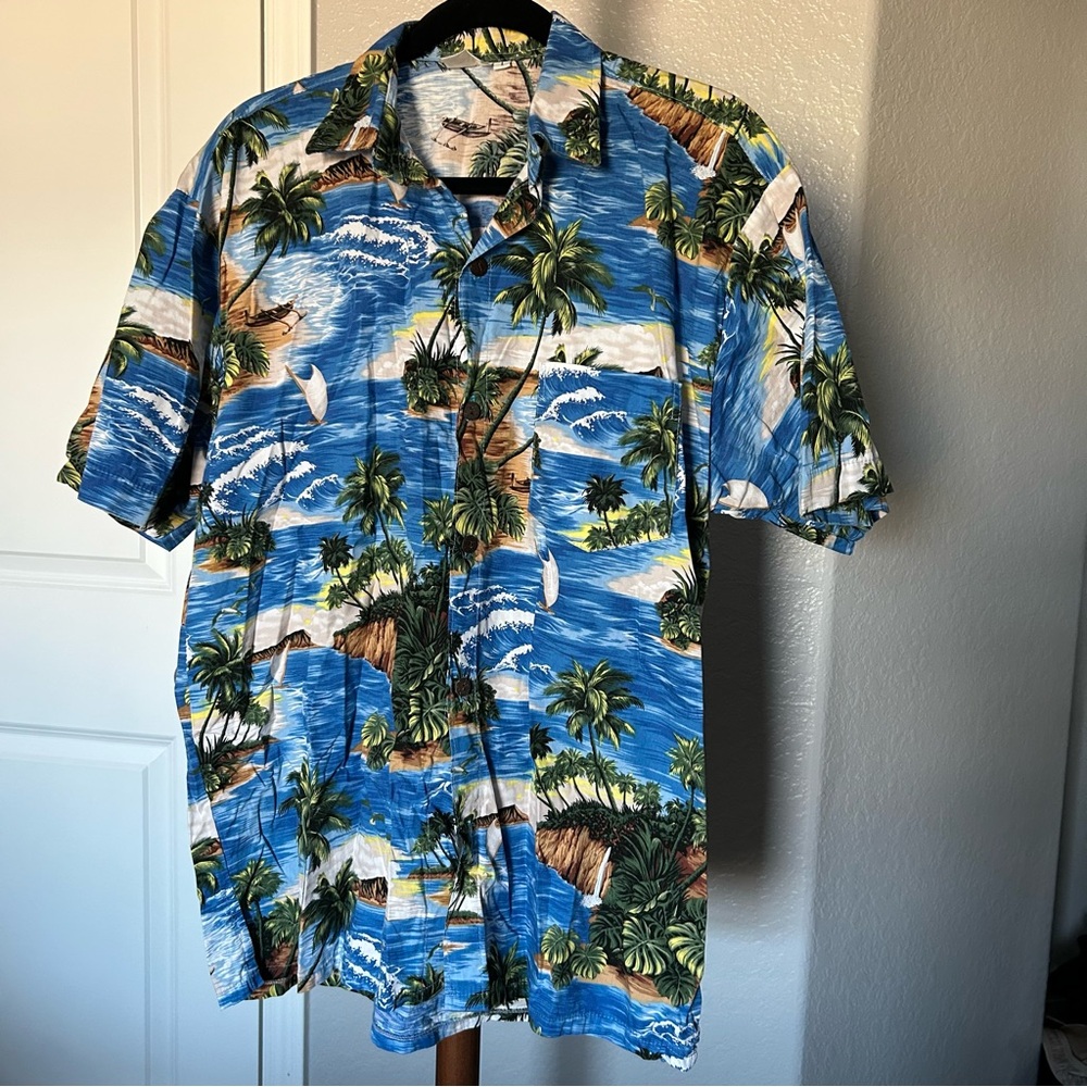 M Blue Totoka Hawaiian Button Down Shirt Size L |A90 - Picture 9 of 10